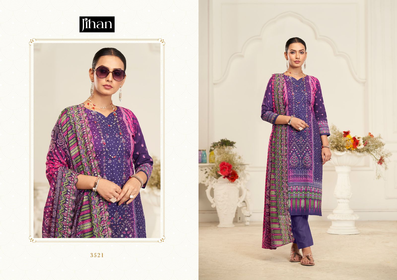 (🏷️Product code):-(JCE01)Jihan crafted elegance embroidery work with chiffon/cotton dupatta