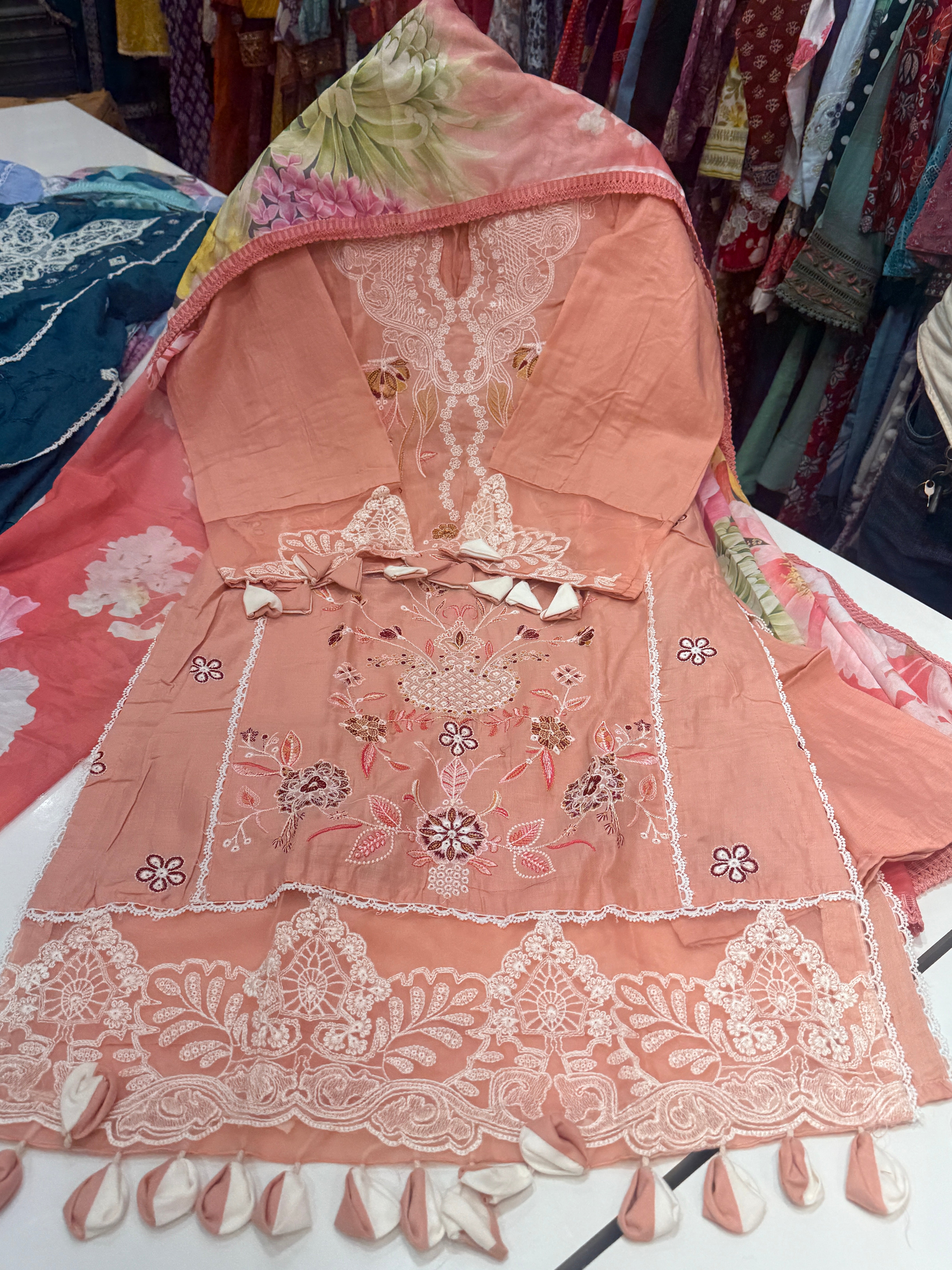 🏷️Stock clearance sale 2 Karachi cotton with hebay embroidery