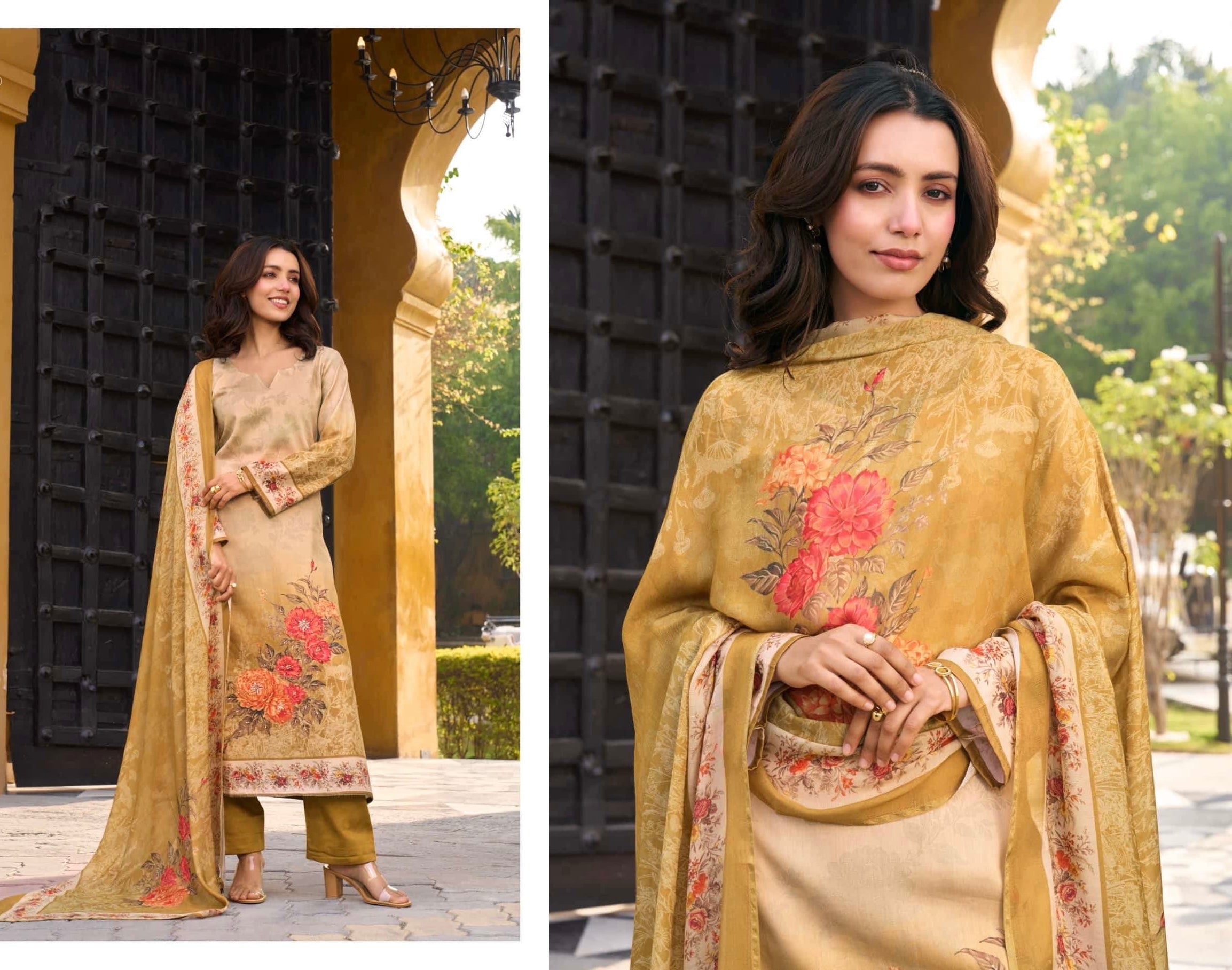 🏷️Product code:-(1001)Pure jaam cotton suit with pure muslin digital print dupatta with elegance handwork