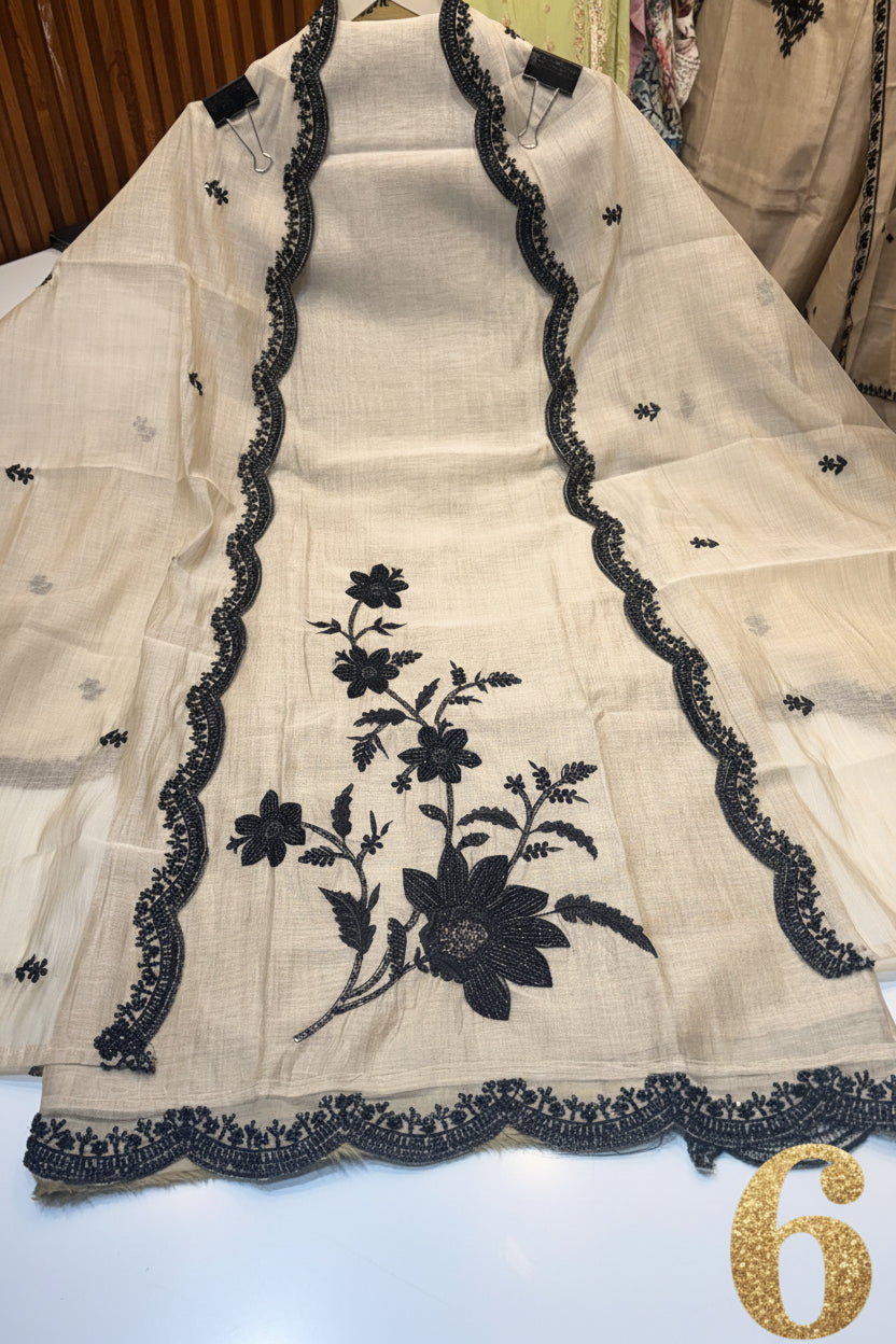 Rakhi special (product code:-1401) pure khadi silk suit with handwork embroidery