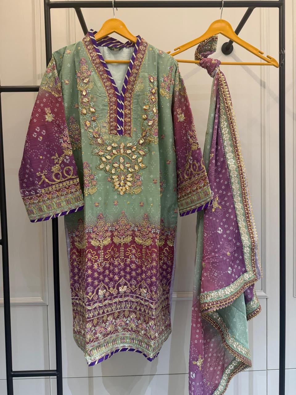 Product code:-(2501)Pure chiffon heavy party wear suit with gotta Patti work