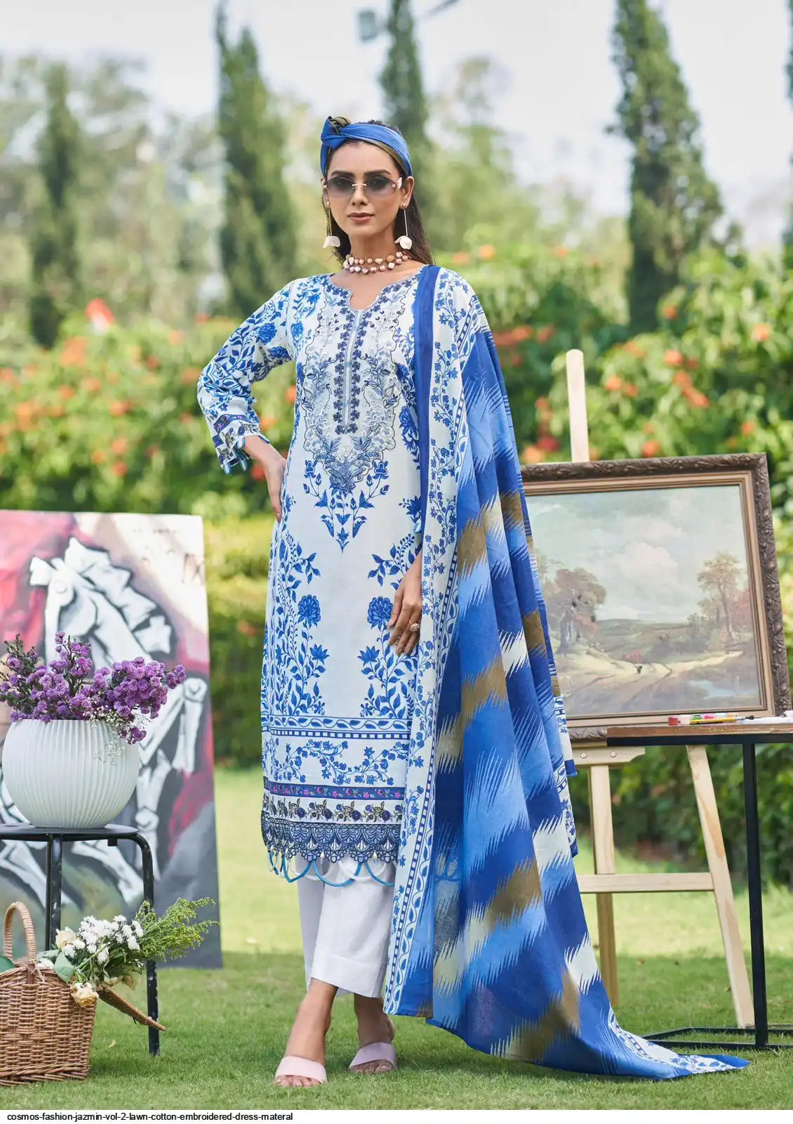🏷️Product code:-(JAZMIN) cosmos JAZMIN pure cotton Karachi style suit with neck patch work