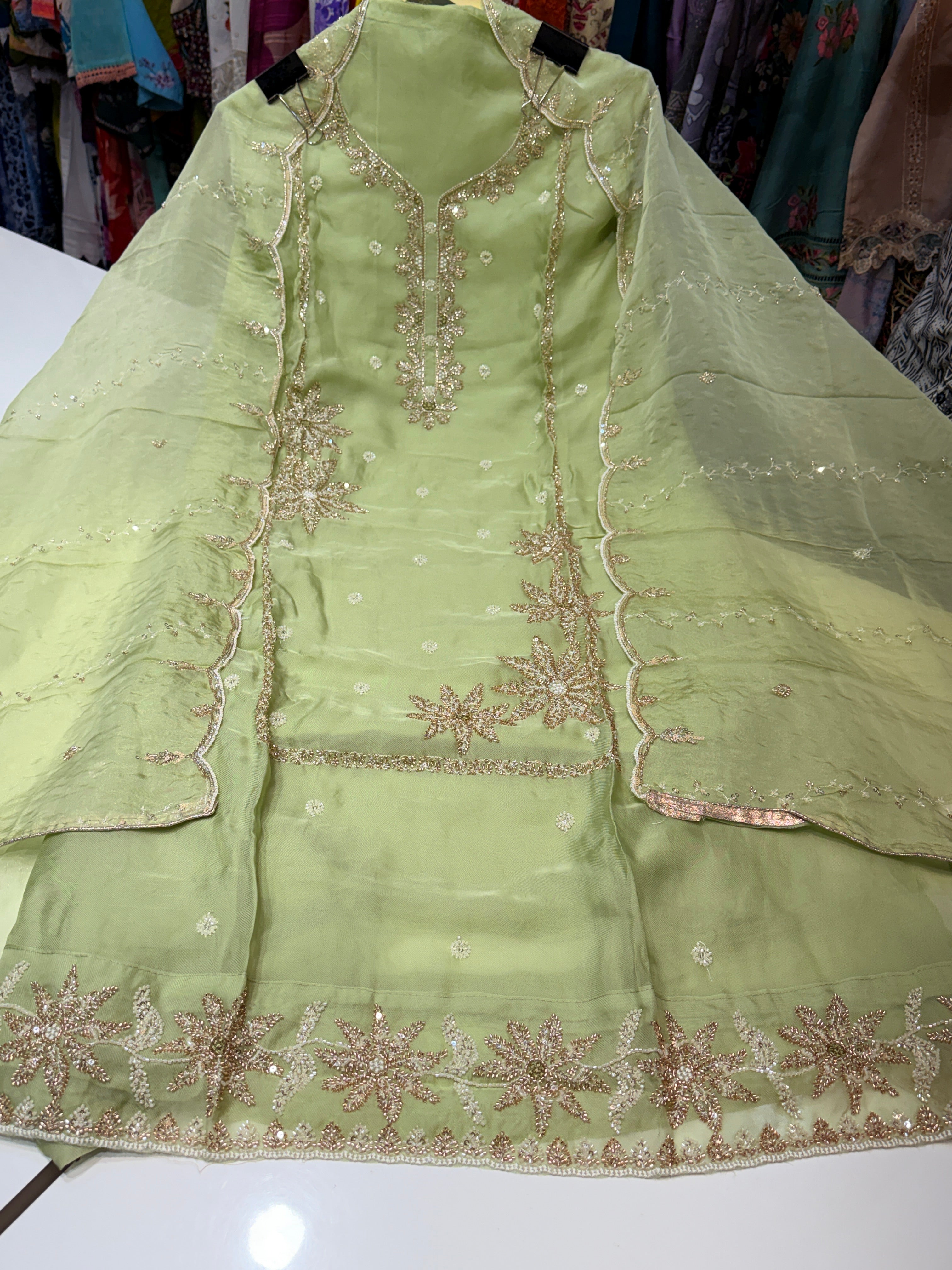 Pure fabric with heavy beeds work ❤️