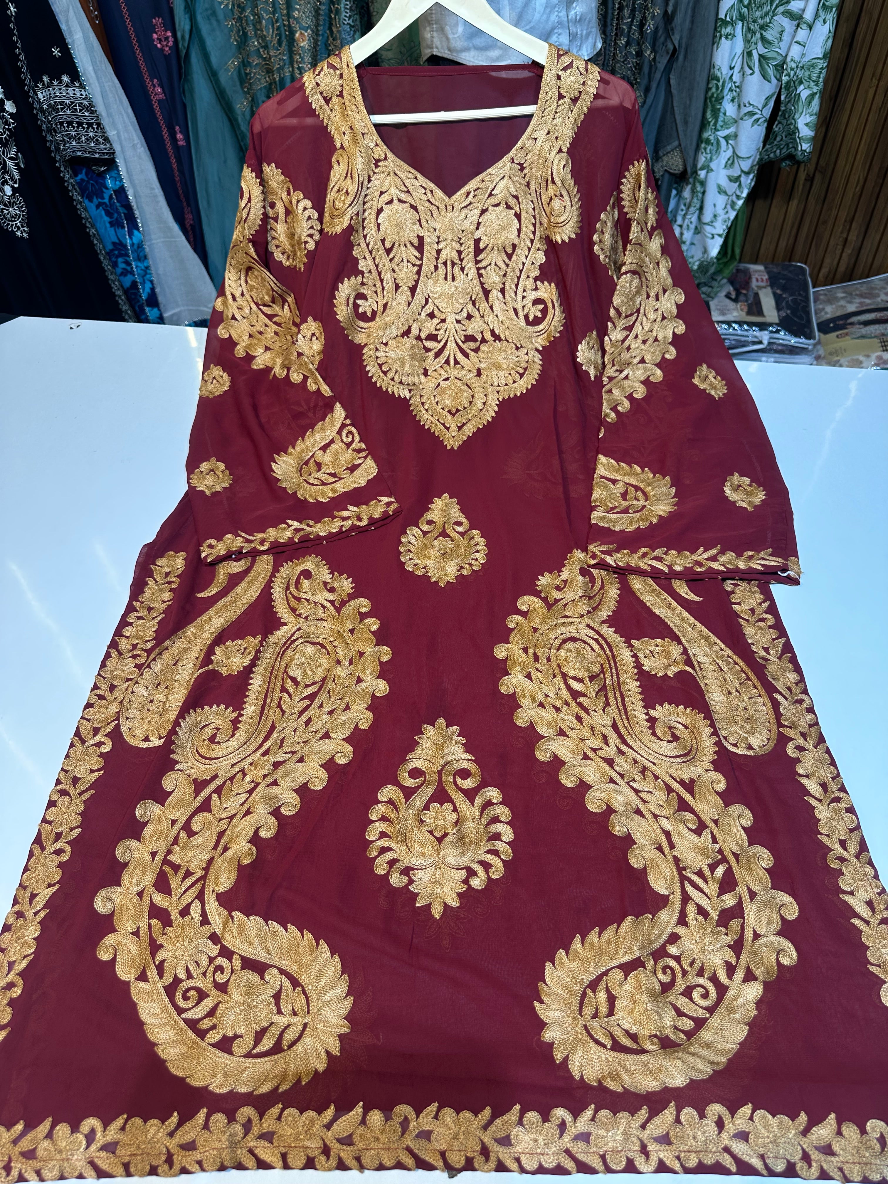 Summer sale pure georgette heavy Kashmiri work kurti