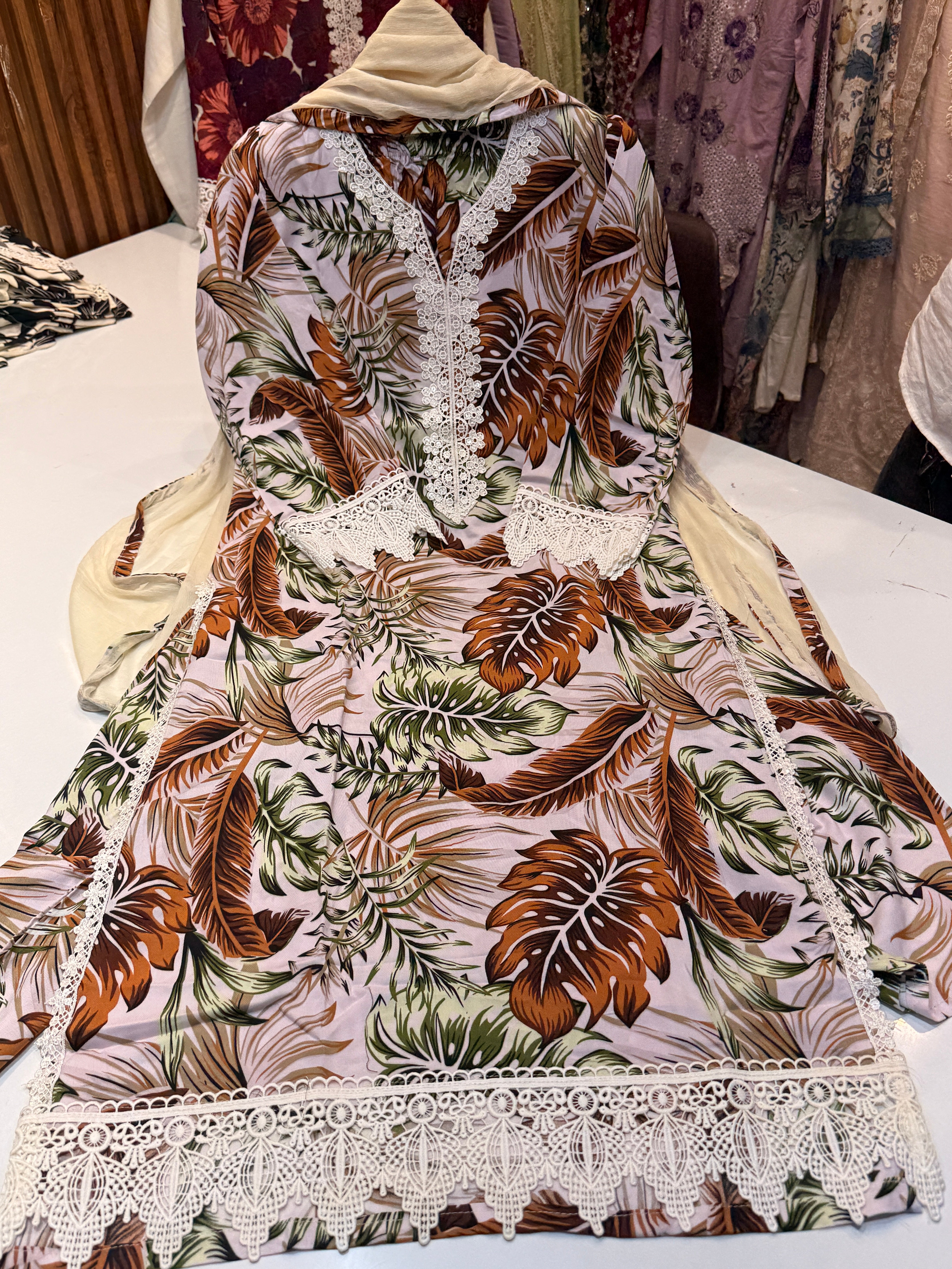 Product code(sale 01) Pure rayon with lace work suit sale ❤️