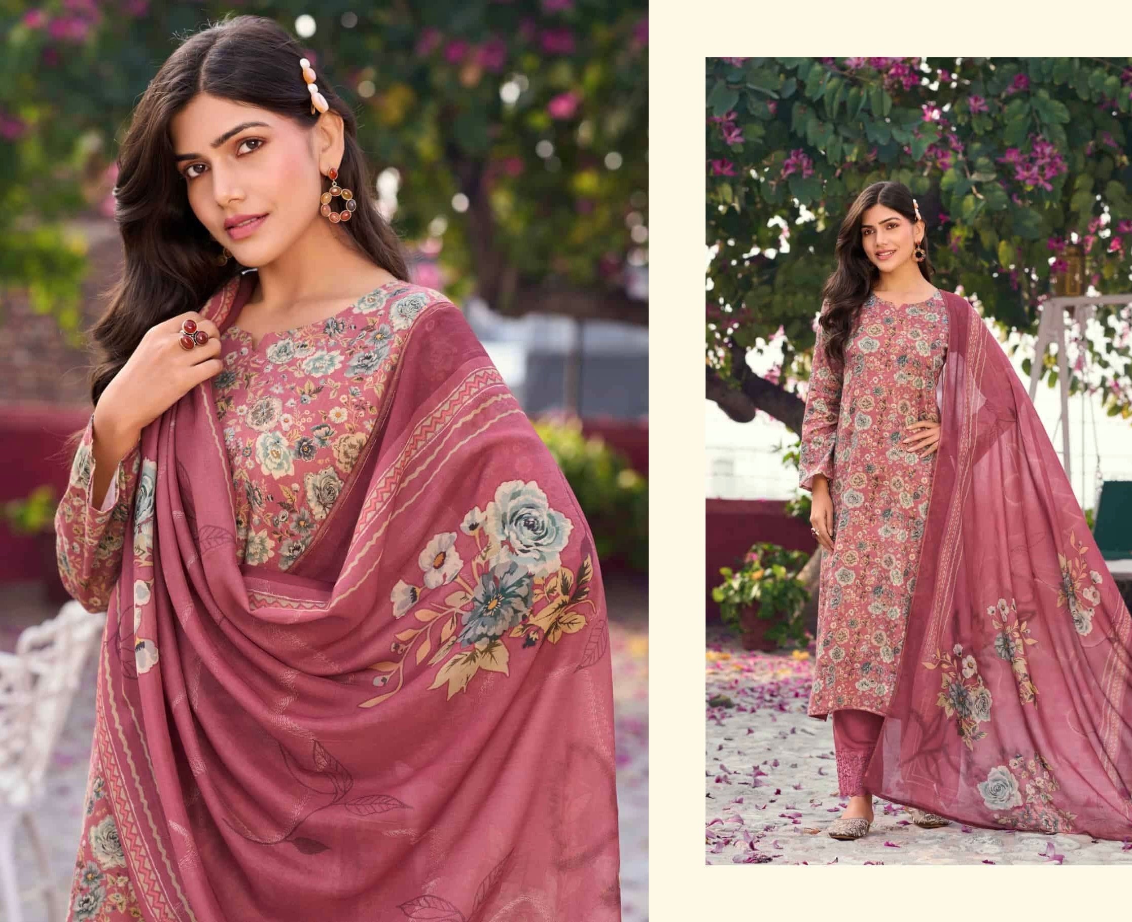 Pure jaam cotton suit with bottom patch work & pure muslin dupatta with digital print