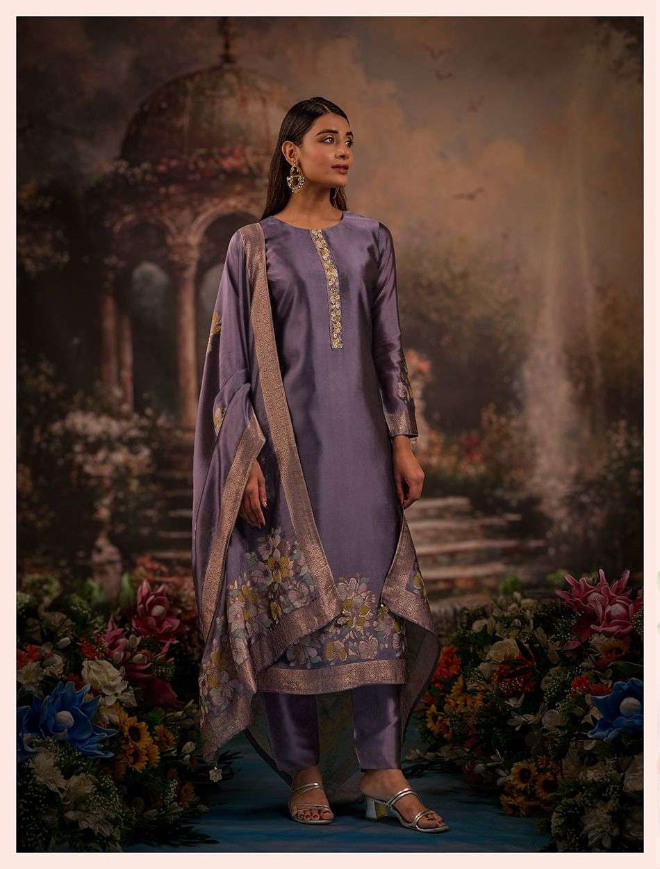 Product code(NETRA). Netra Banarsi silk suit with elegant work ( Rakhi Special Offer )