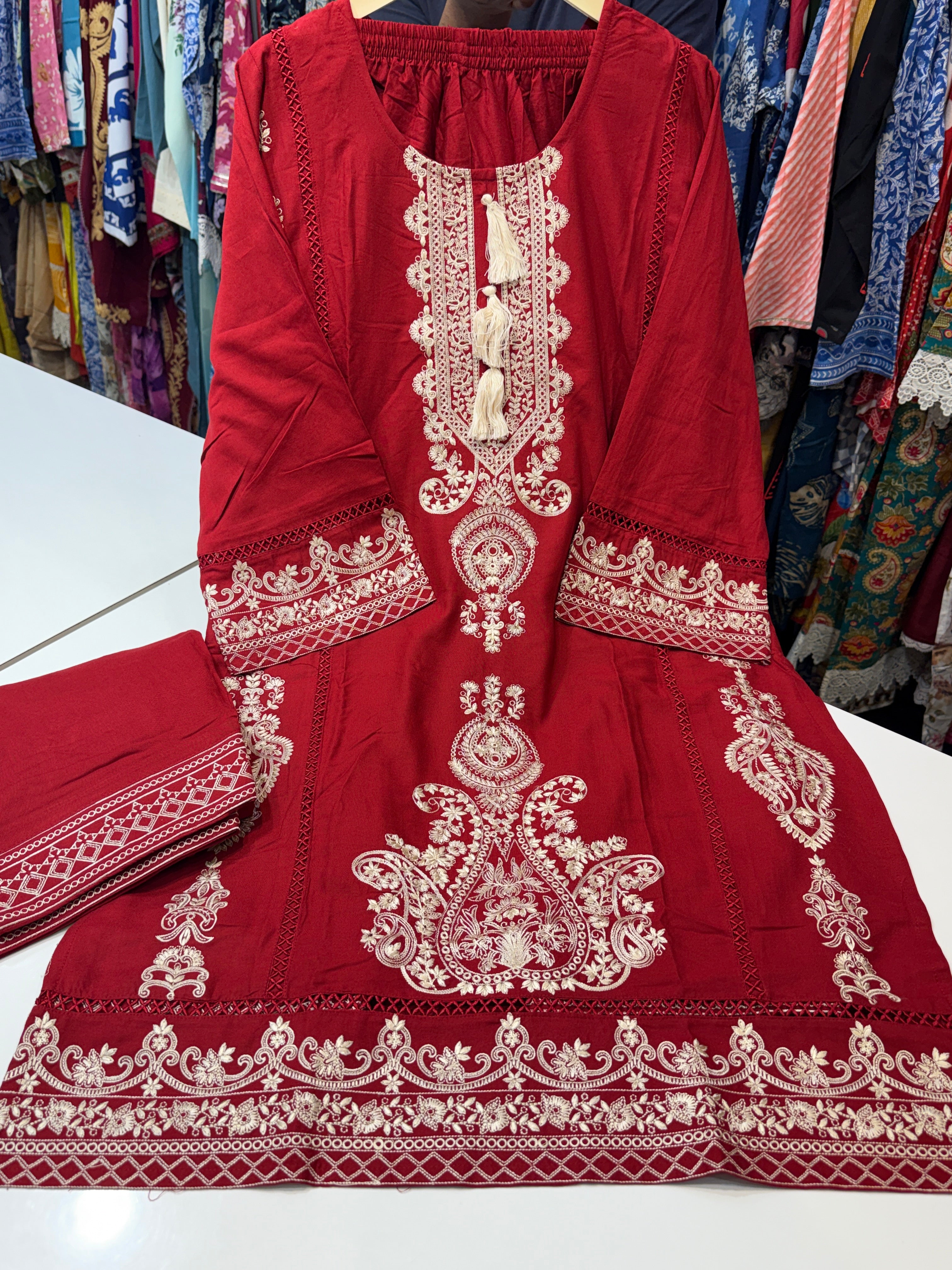 Product code🏷️ (RC1202)Bye bye summer sale Rayon Co-ord Set with farshi shalwar
