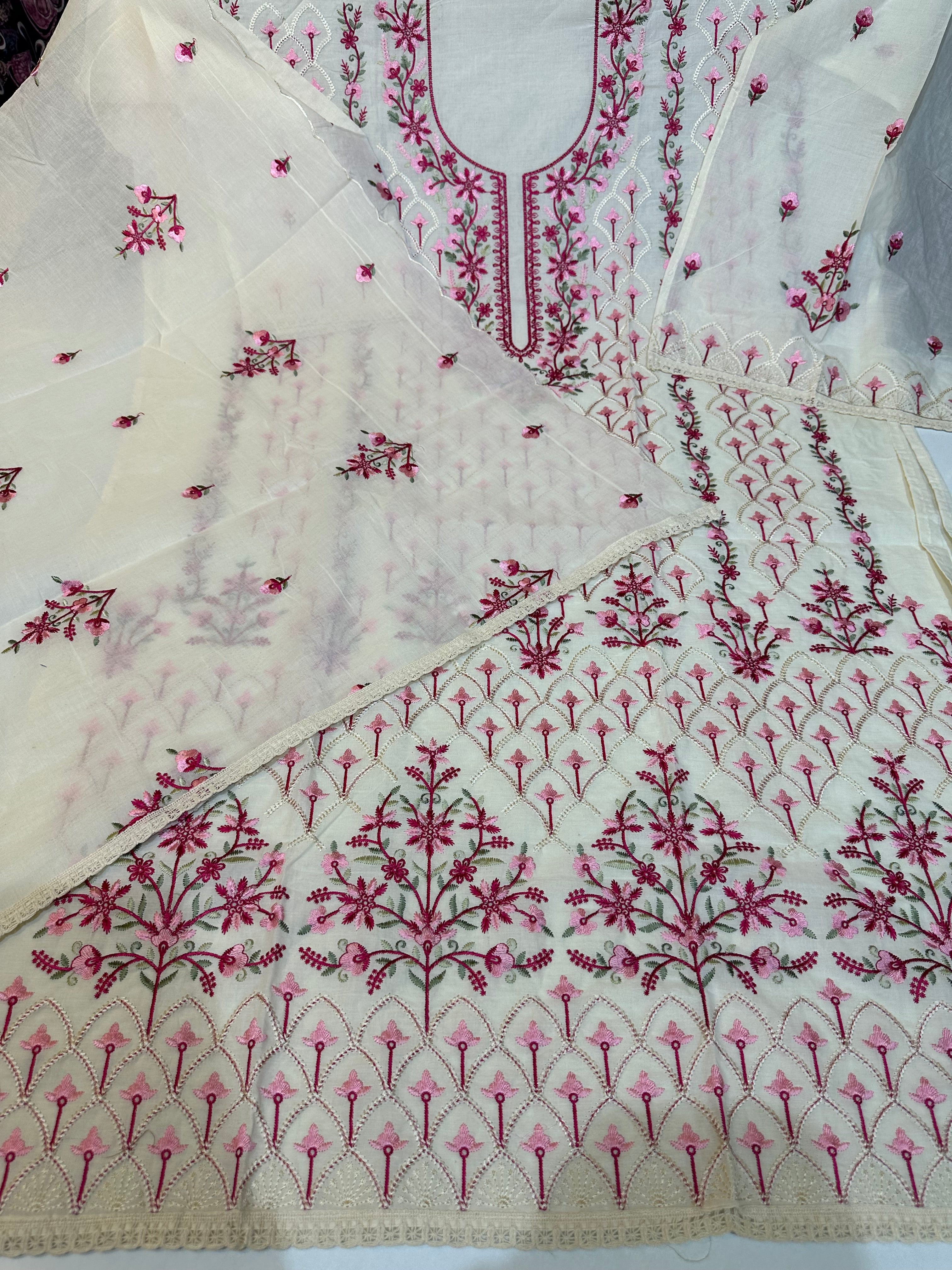 Summer sale 🔥 pure khadi cotton with heavy embroidery & pure cotton dupatta ❤️