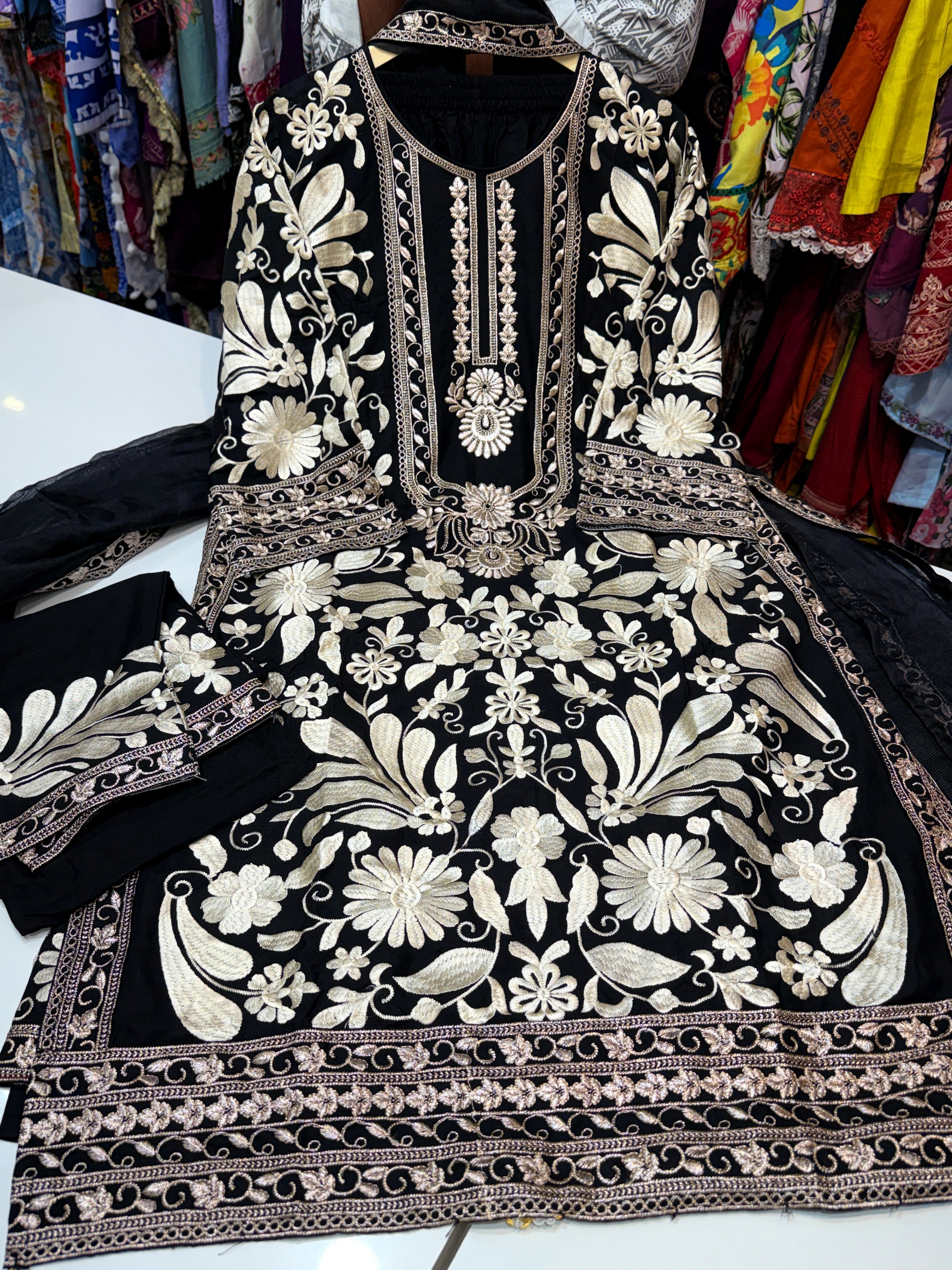 Pure rayon with heavy embroidery with kota doriya duppatta & work plazo